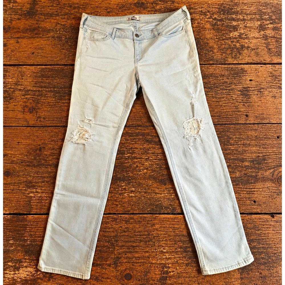 Hollister Y2K Low Rise Jeans Custom Bleach Wash Lace Stretch 5-Pocket 3x32 READ